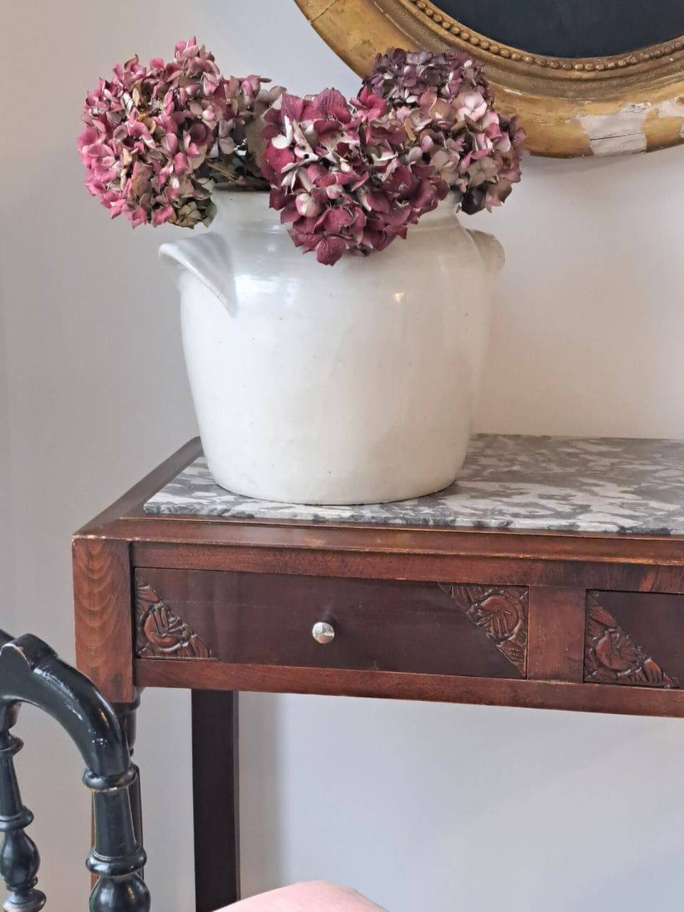 Art Deco Wooden and Marble Console Table