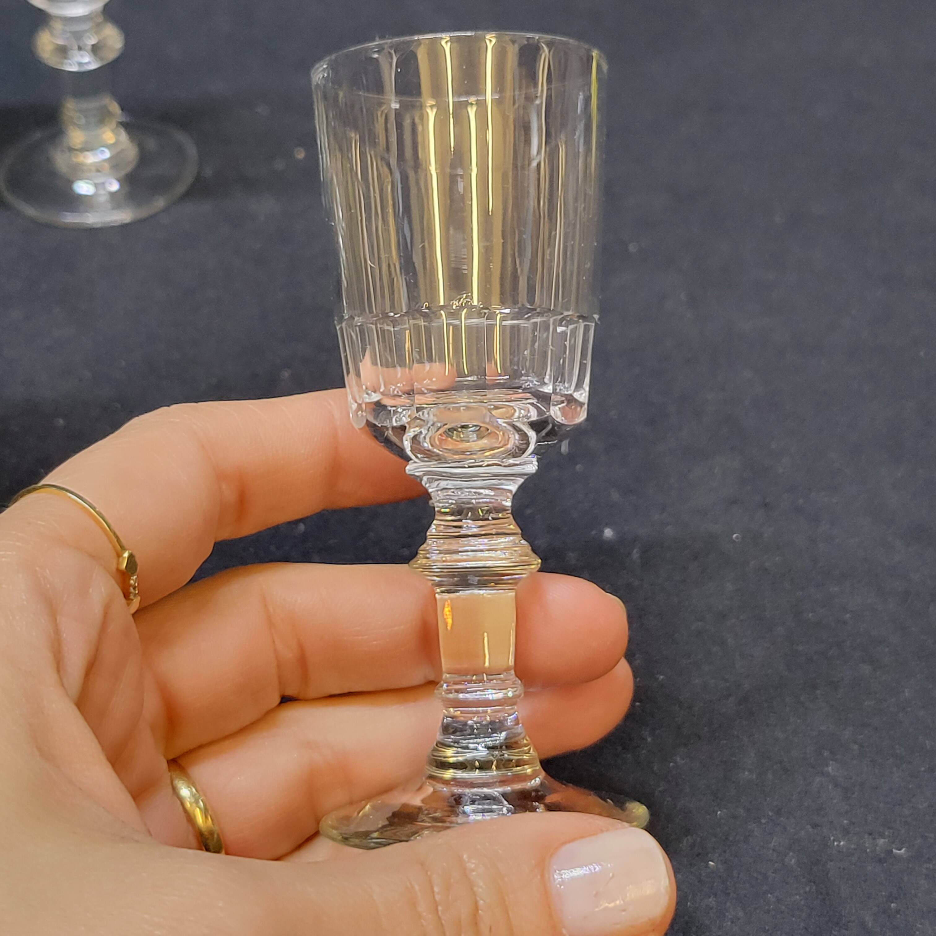 6 old cut glass liqueur glasses mirabeau model