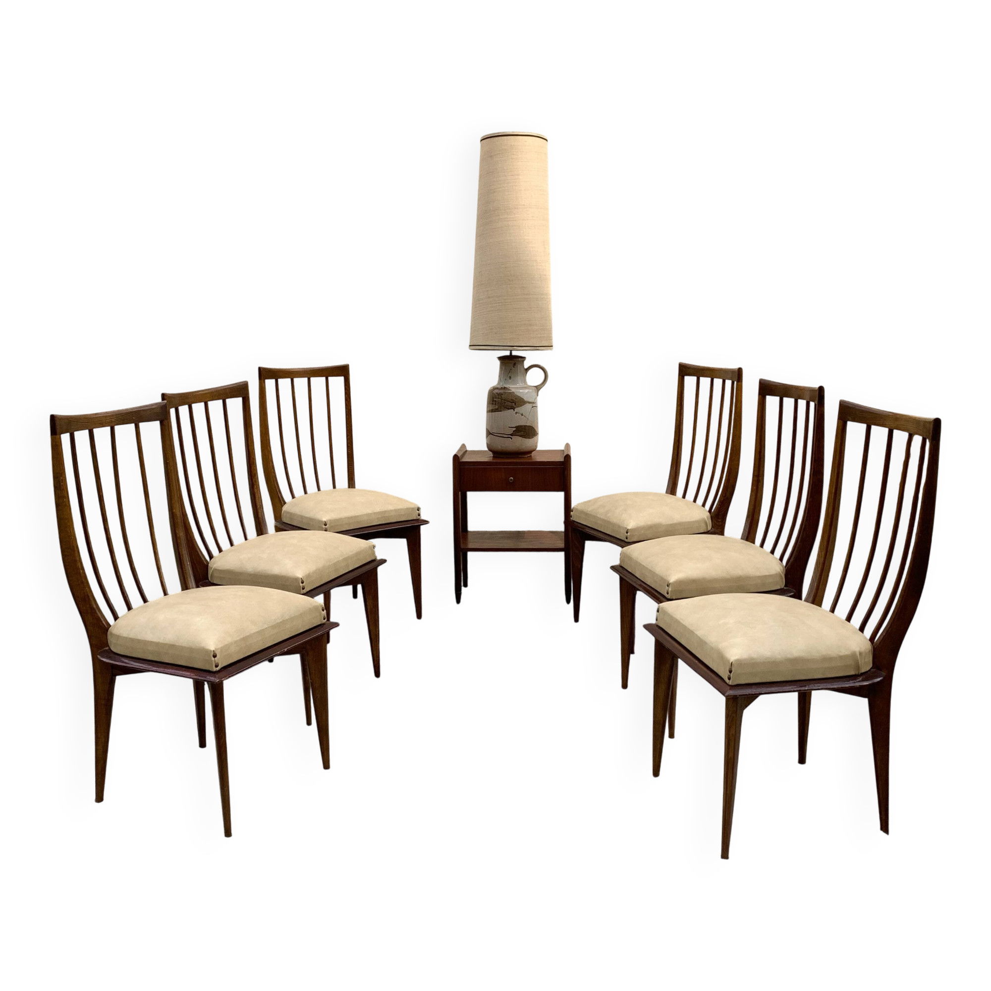 Set of 6 Scandinavian-inspired chairs from the 1960s