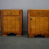 1940s pair of Art Deco bedside tables, Czechoslovakia