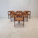 Set of 6 Italian Wooden Armchairs, 1960's