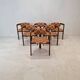 Set of 6 Italian Wooden Armchairs, 1960's
