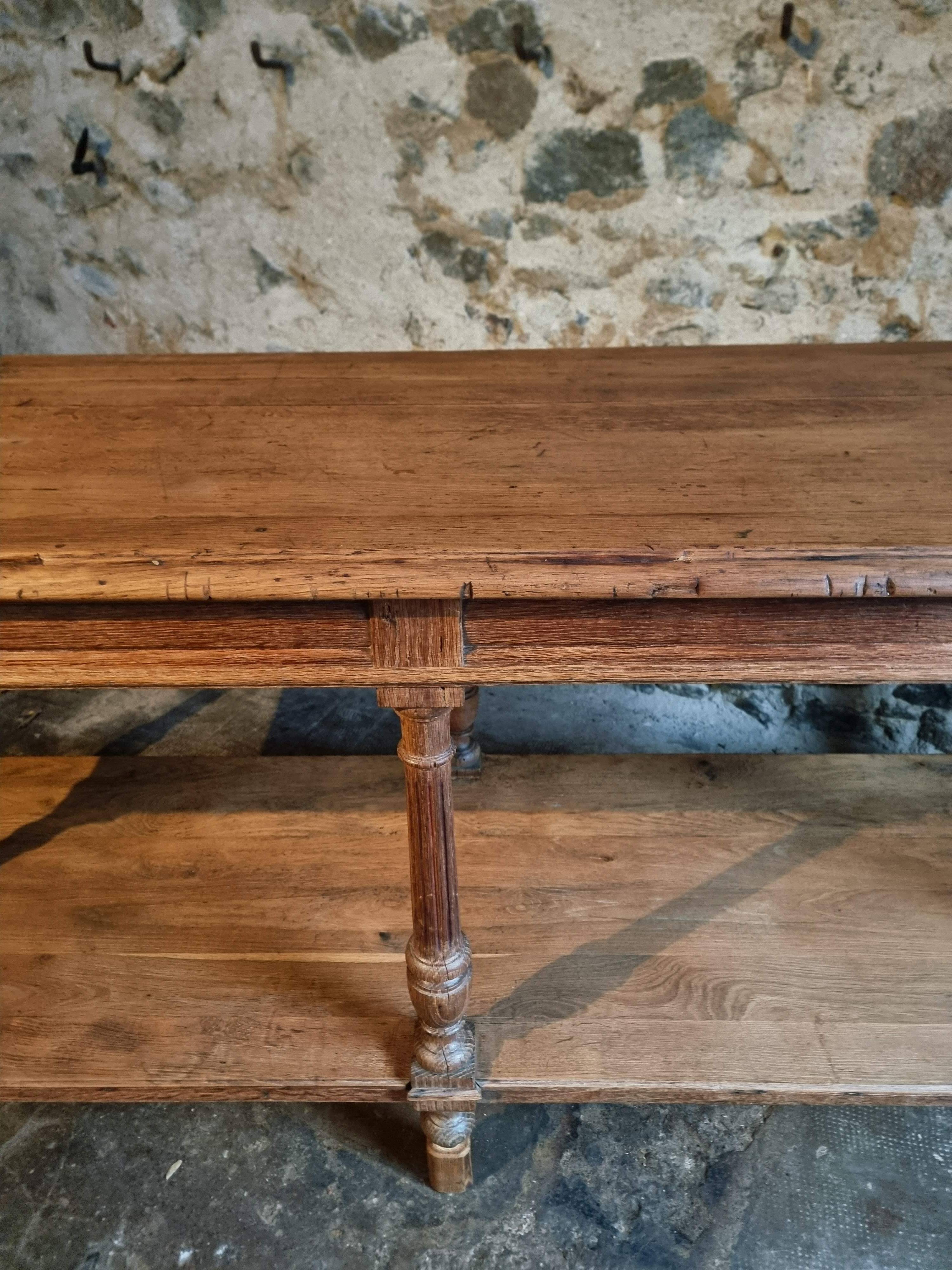French 19th-century oak draper's table – Antique kitchen island console