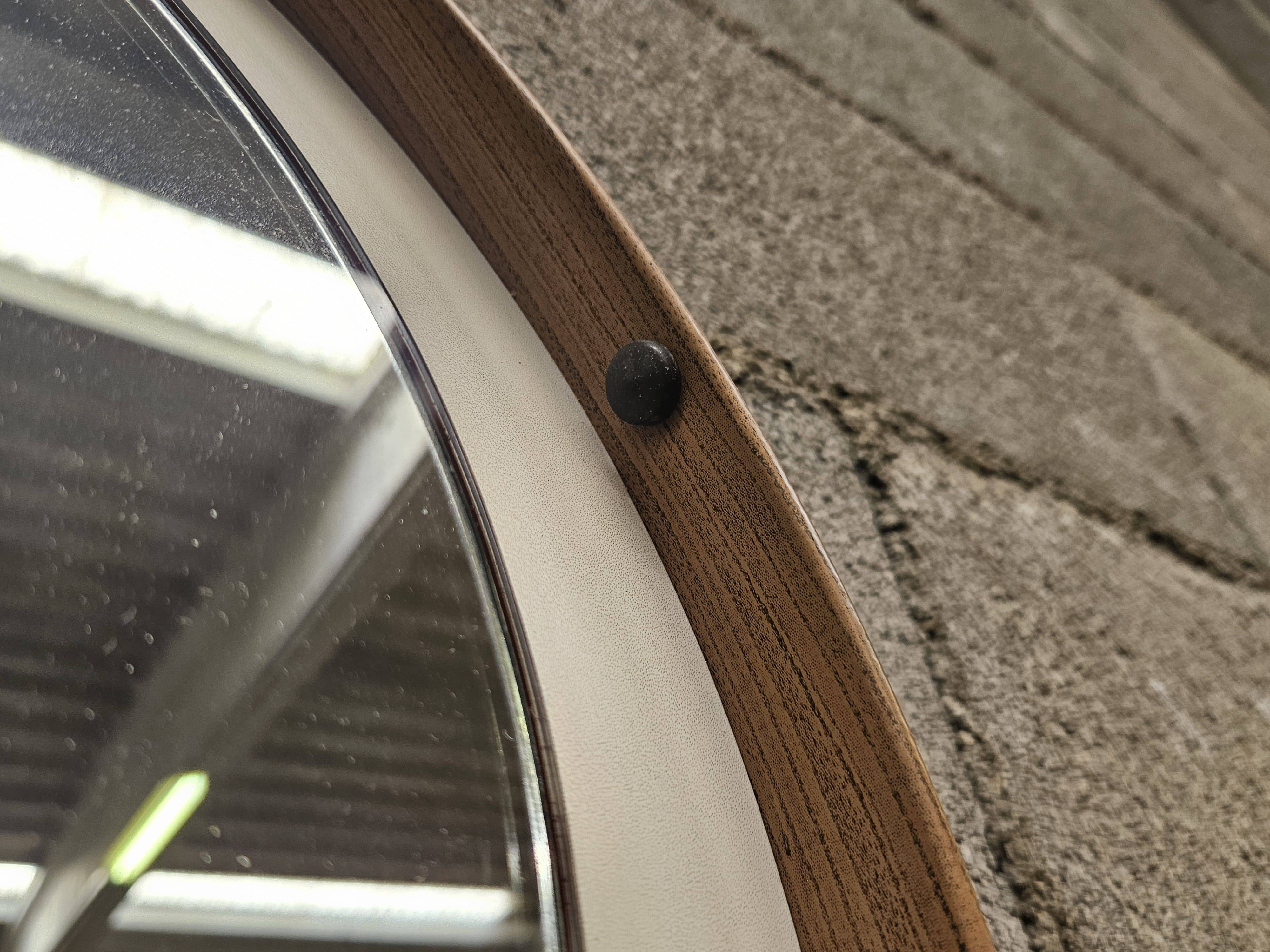 Vintage 1970s PVC and faux leather wall mirror