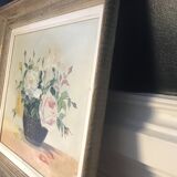 Old oil on canvas "Basket of roses"