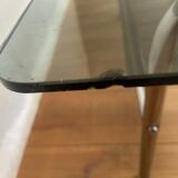 Table basse design en chrome et verre fumé années 60-70