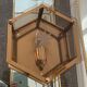 Vintage ceiling lamp in brass and smoked glass