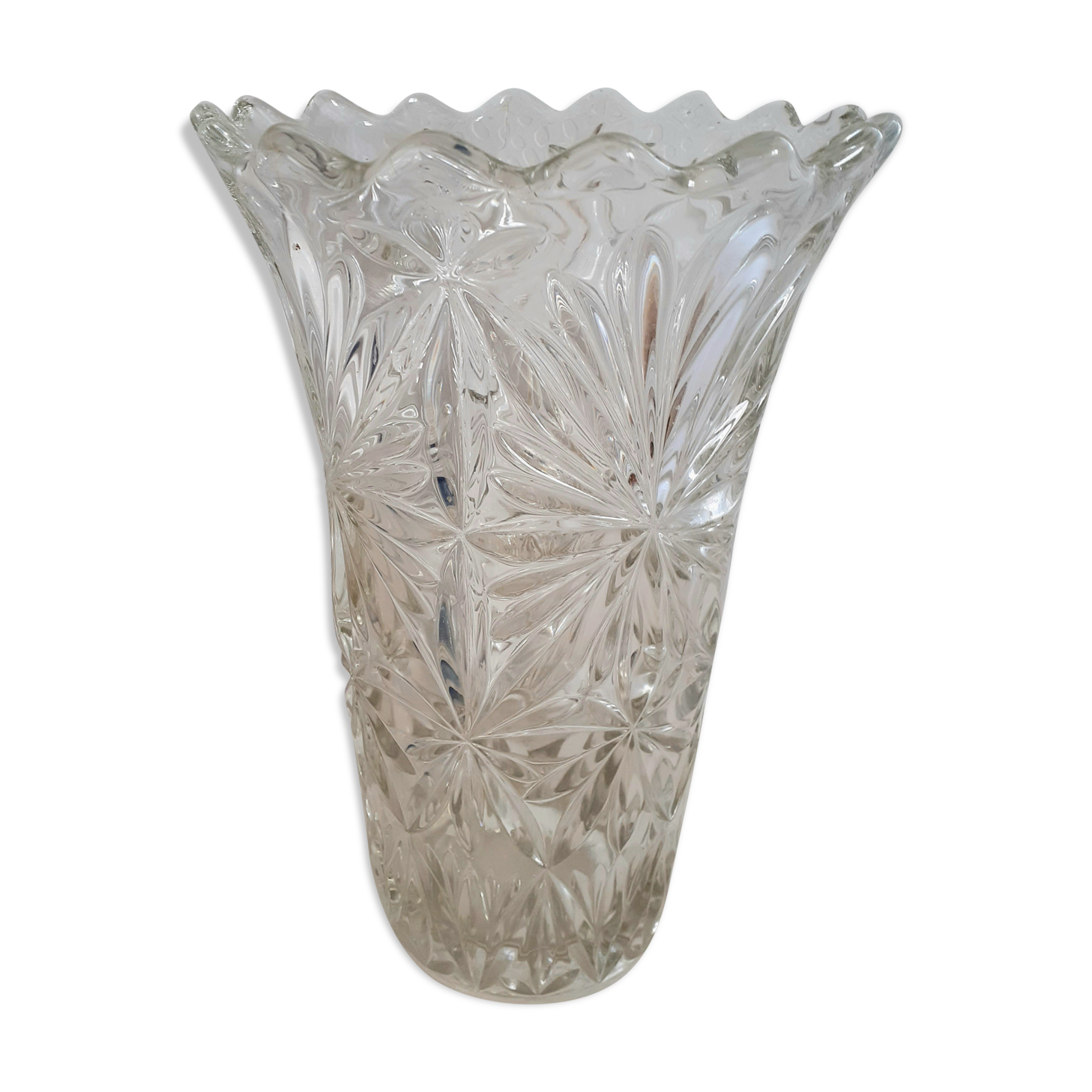 Carved crystal vase