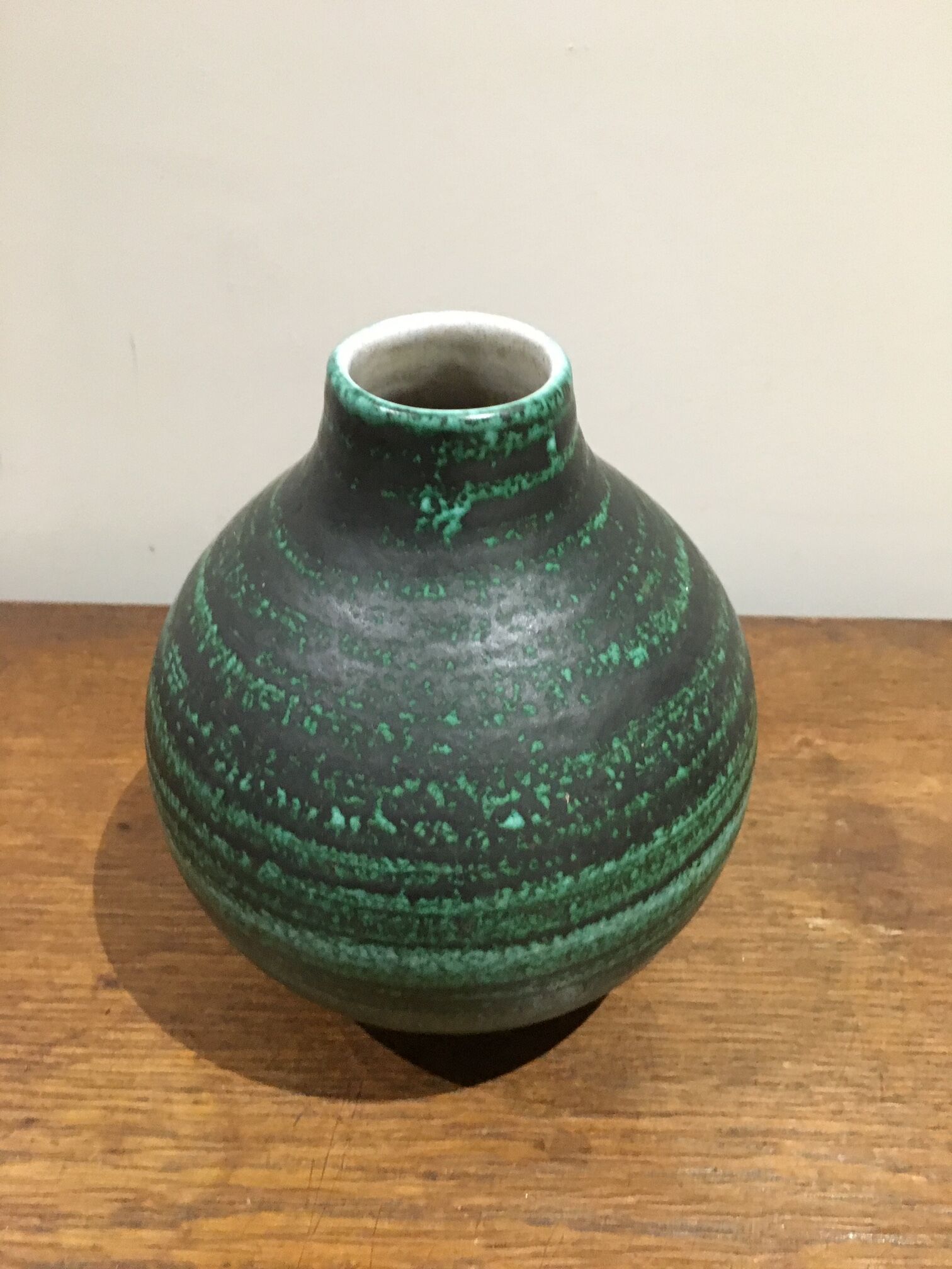 Green ceramic vase from the 1950s