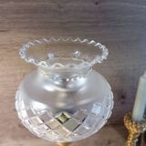 Lampe à poser métal doré abat jour verre ciselé, vintage