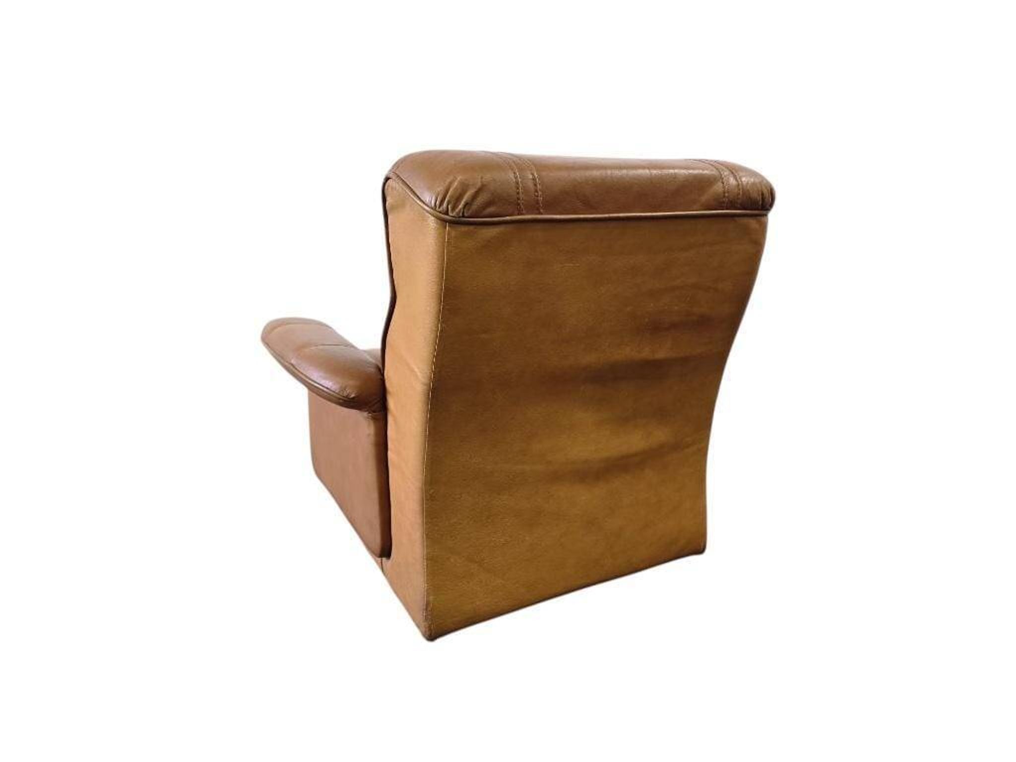 Vintage cognac leather armchair / single seater armchair / armchair