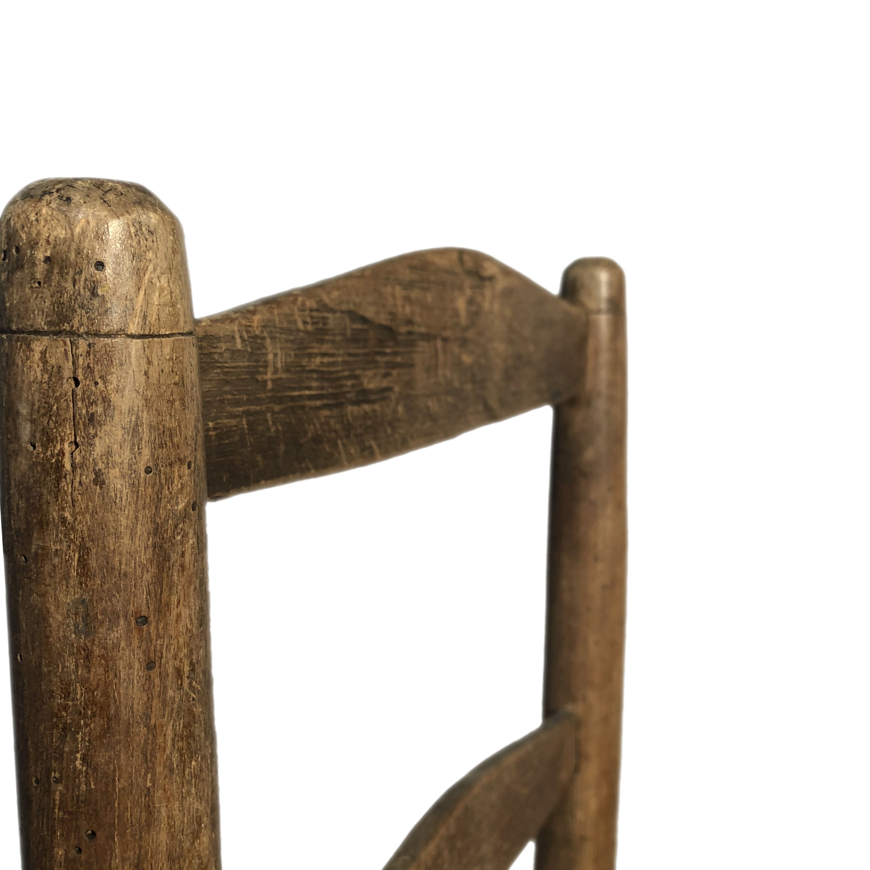 Old wooden chair, mulched seat