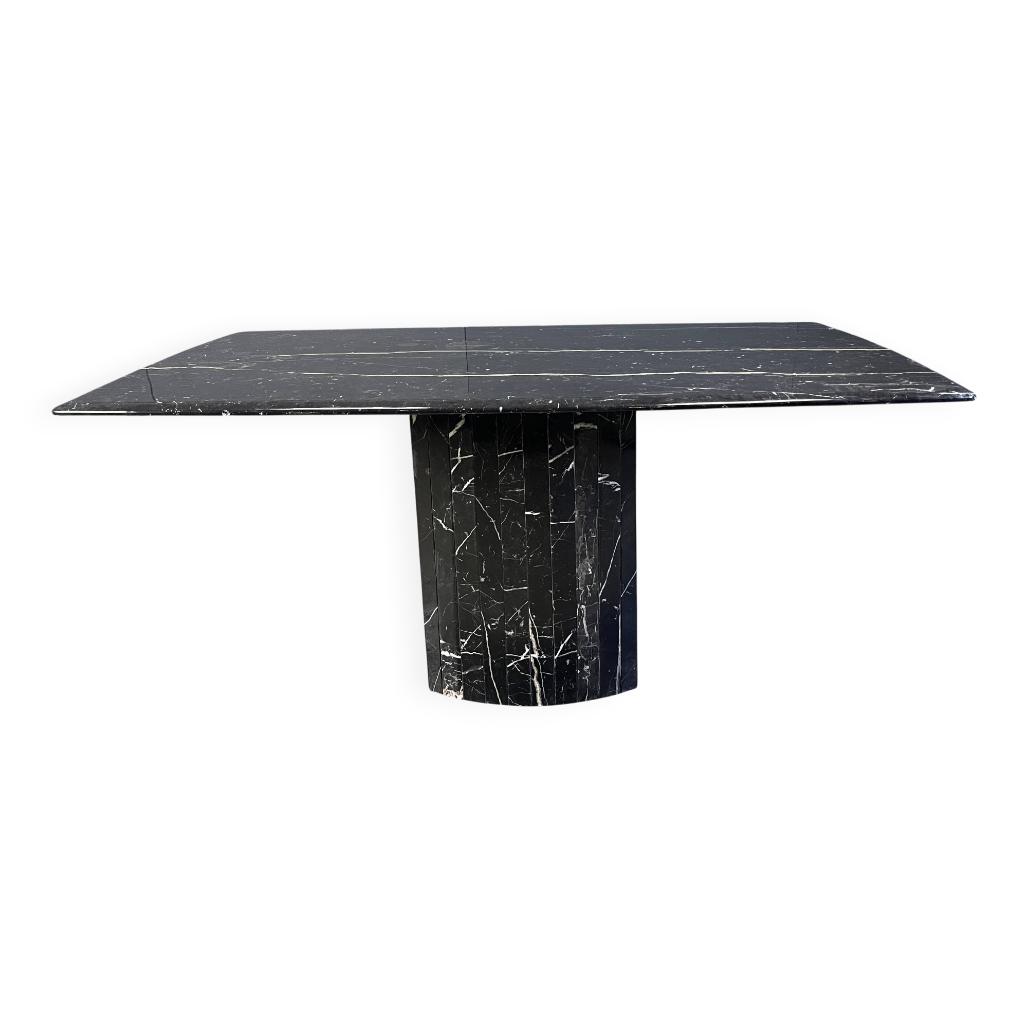 Vintage black marble dining table, 1970s