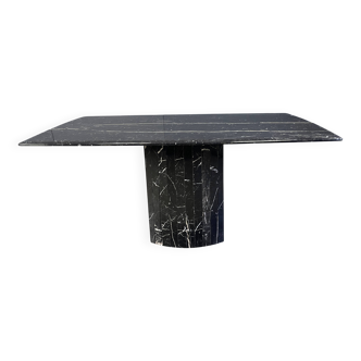Vintage black marble dining table, 1970s