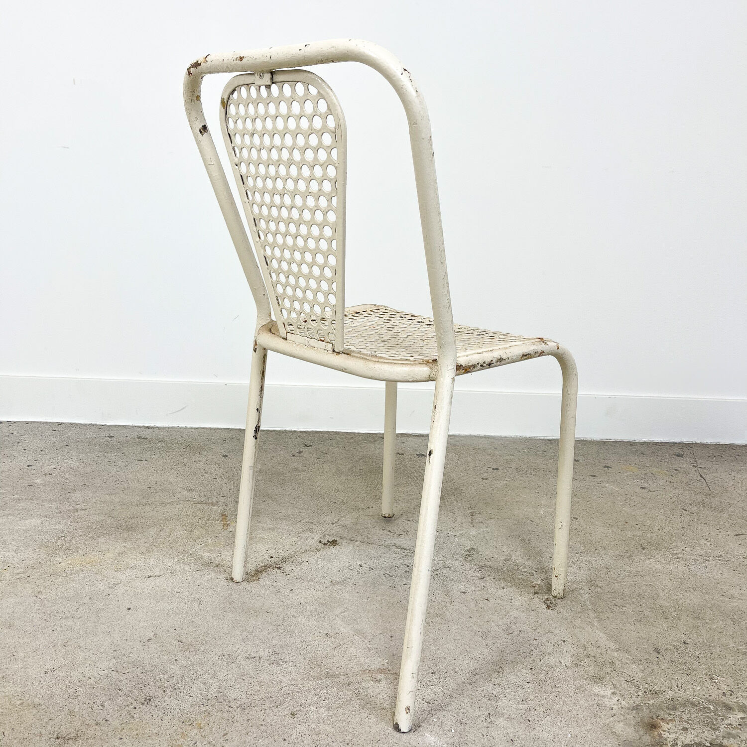 Set of four vintage industrial metal bistro chairs by Rene malaval