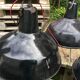 Set of 5 black industrial lamps from the 70s in their patina different formats