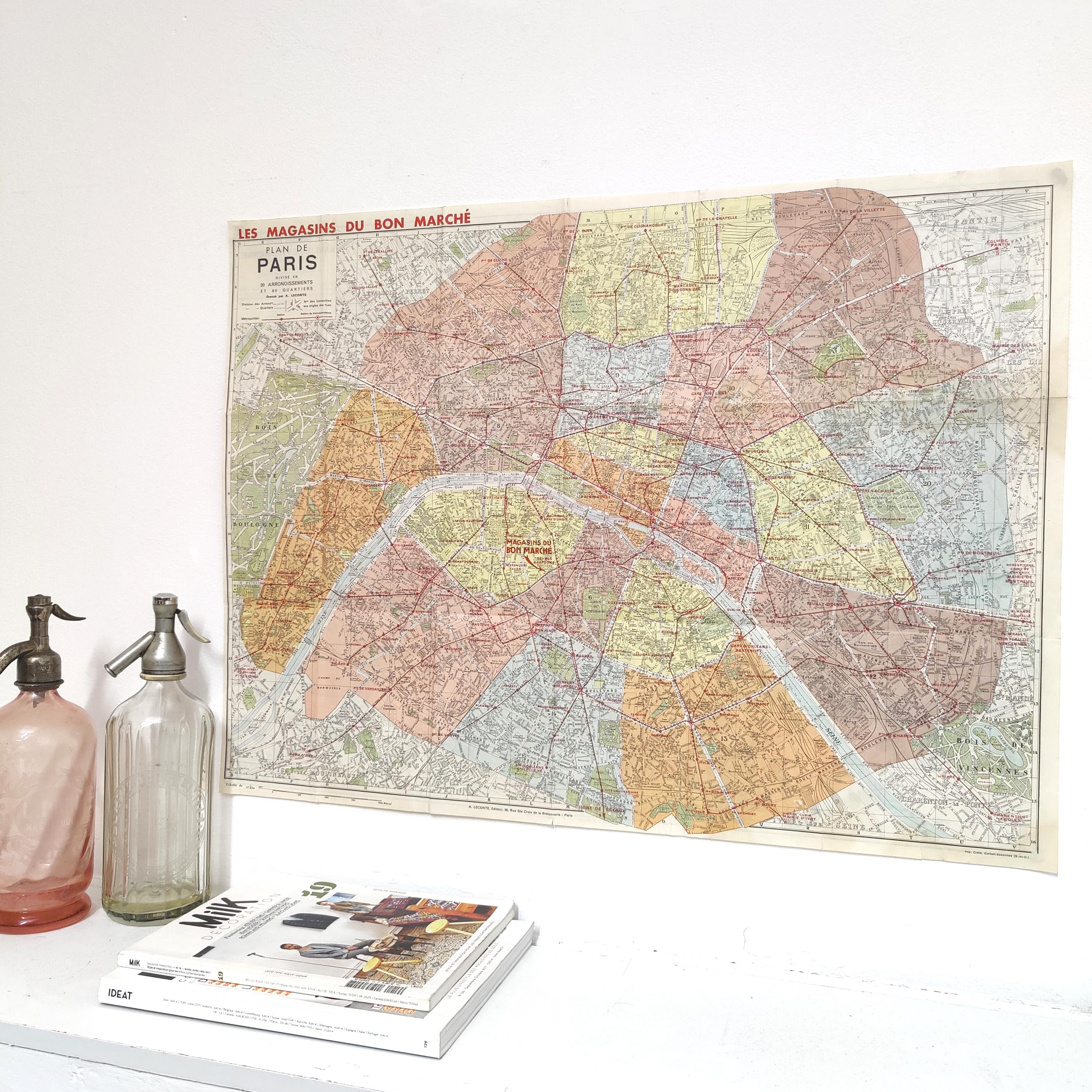 Carte vintage Paris et ses quartiers 1970