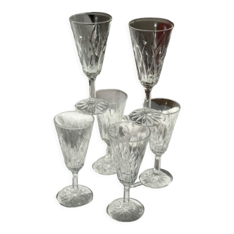 Set of 6 art deco style champagne flutes