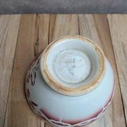 Old ironstone bowl from Digoin – Pink floral decoration – Vintage