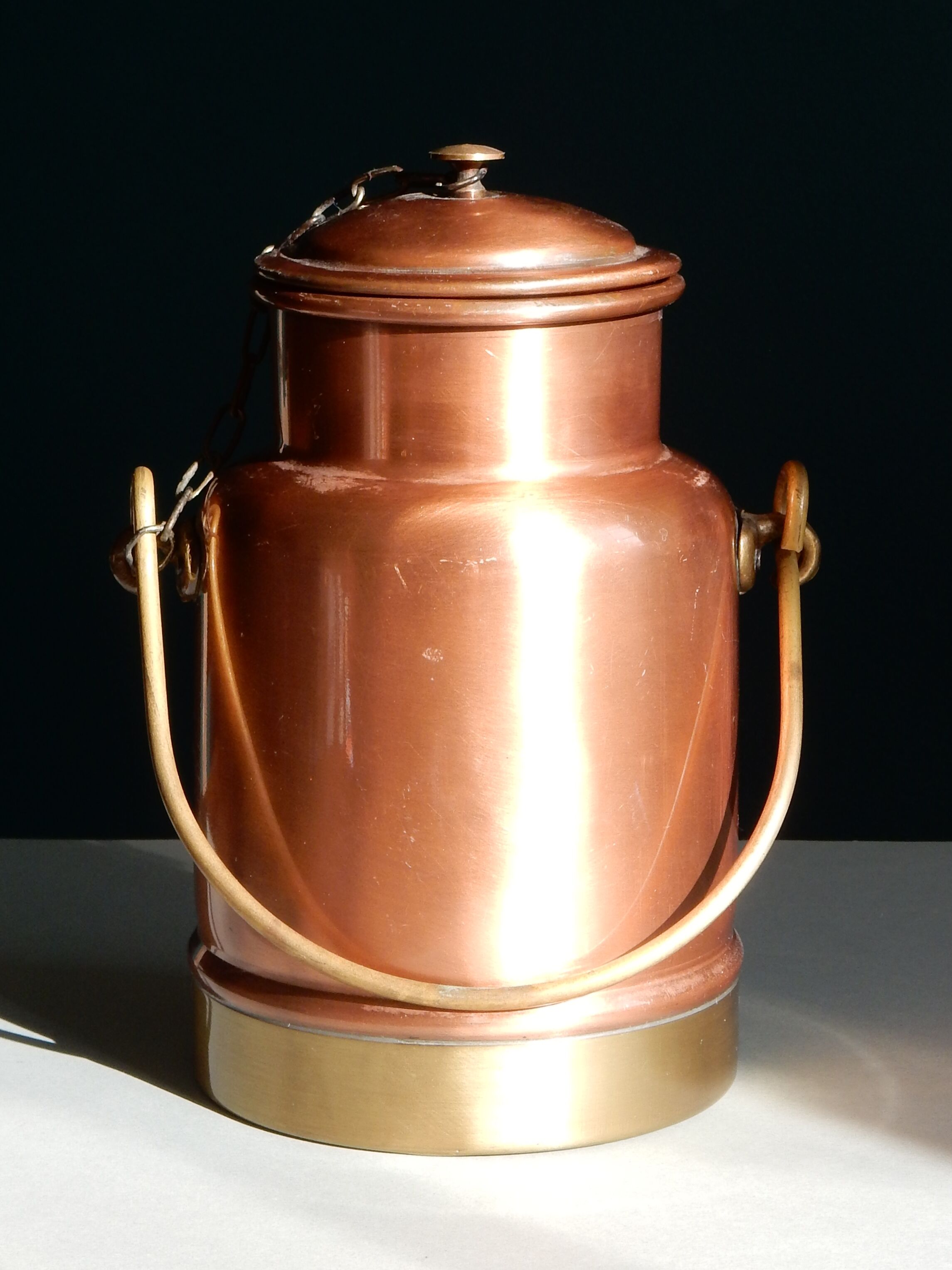 Copper and brass milk pot