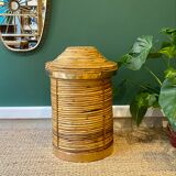 Vintage wicker and brass basket