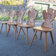 Set of 4 carved wooden stepladder chairs, pharmacy, brutalist, mountain style