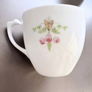 Service of 6 Fine Porcelain Cups with Art Nouveau Rose Decoration