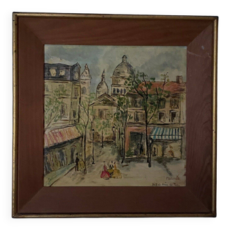 Huile sur Isorel par Monick place du Tertre XXe Paris