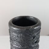 Small vintage brutalist vase with oxidised glaze from the 1950s.