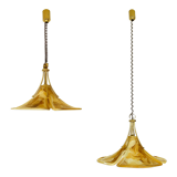 Adjustable vintage design XXL pendant lamp, brass plexiglass, 70s