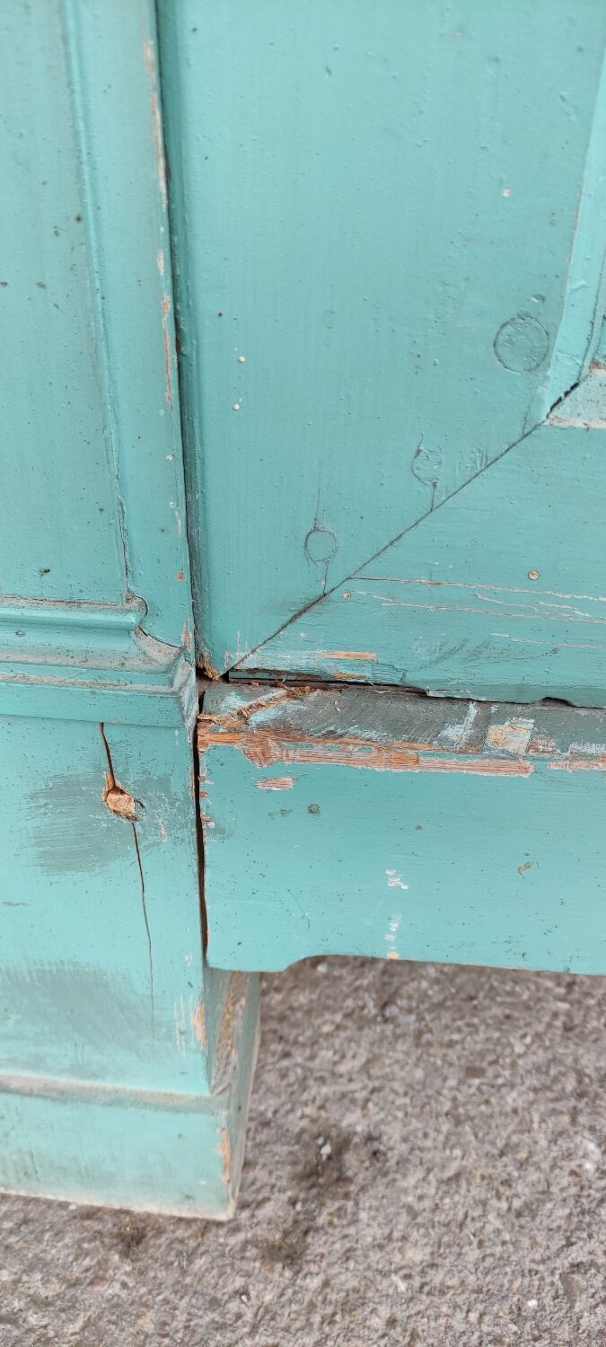 Antique patinated two-door cabinet