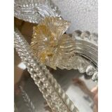 Venetian Rectangular Gold Floreal Hand-Carving Mirror in Murano Glass Style