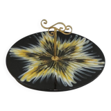 Vintage 70s black and yellow serving plate – Retro decorative plate