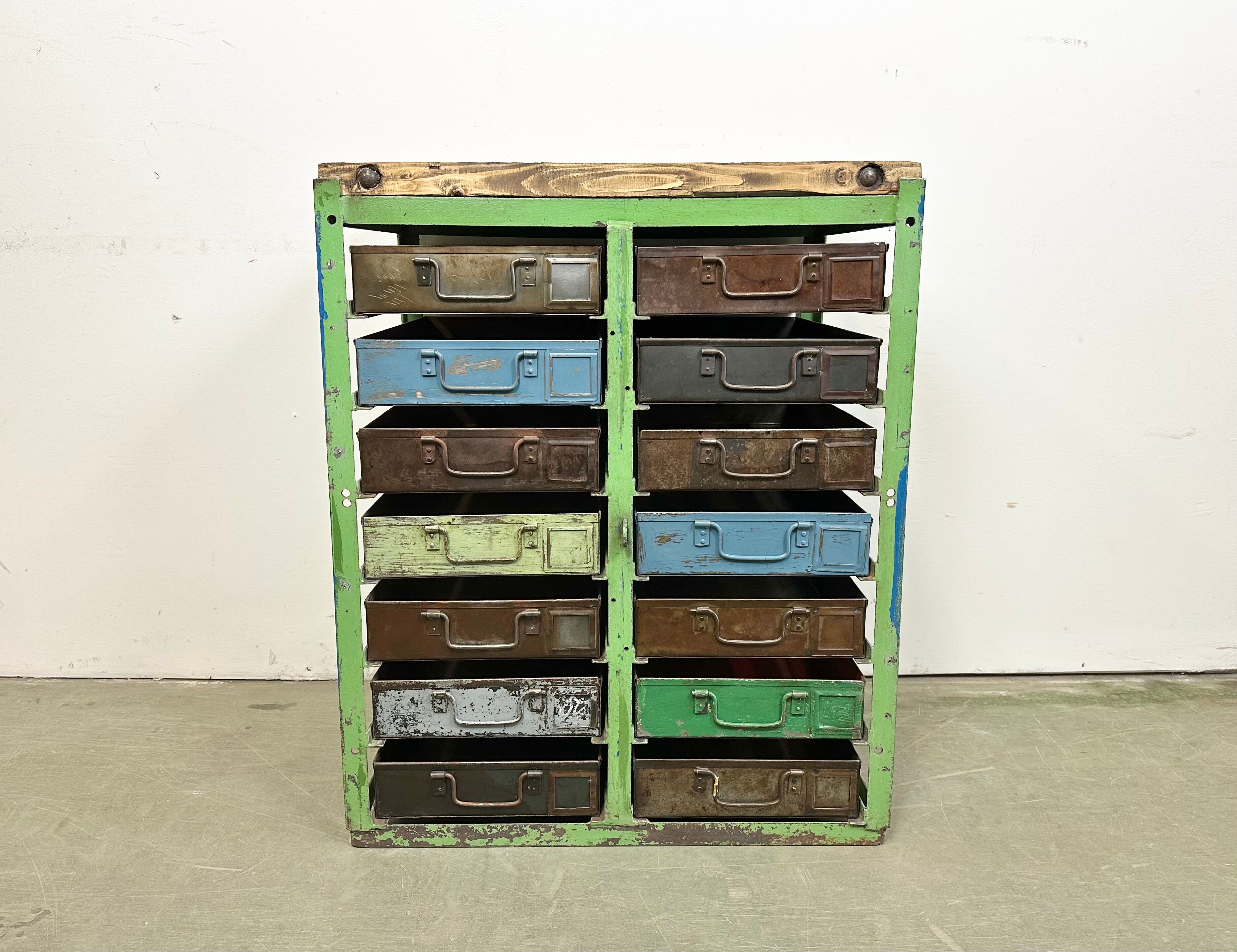 Vintage industrial iron chest of drawers, 1950s