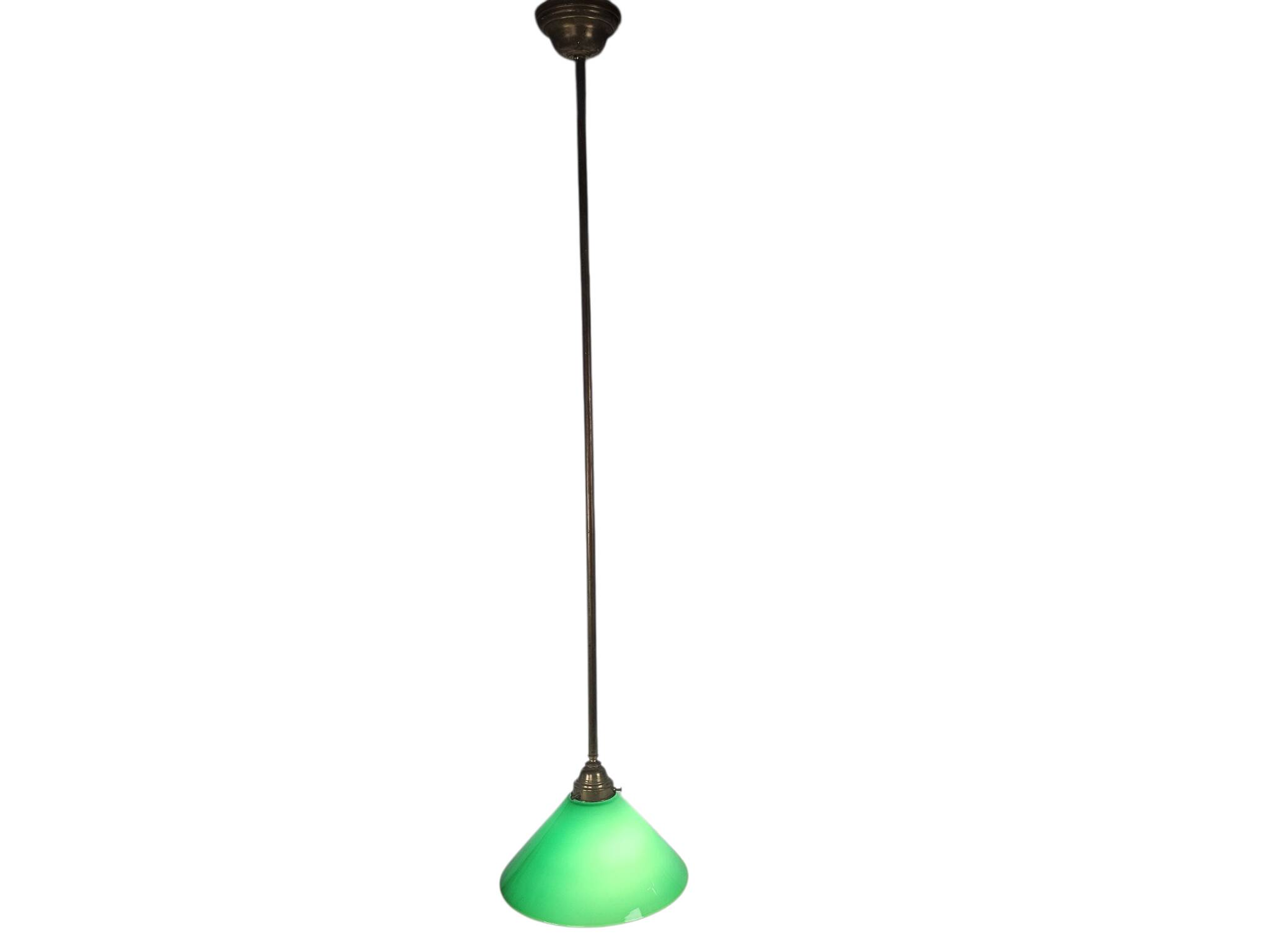 Vintage pendant lamp – billiard lamp – opaline glass – brass – 1960s