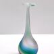 Green, Blue and Pink Etched Murano Glass Single Flower Vase, Italy
