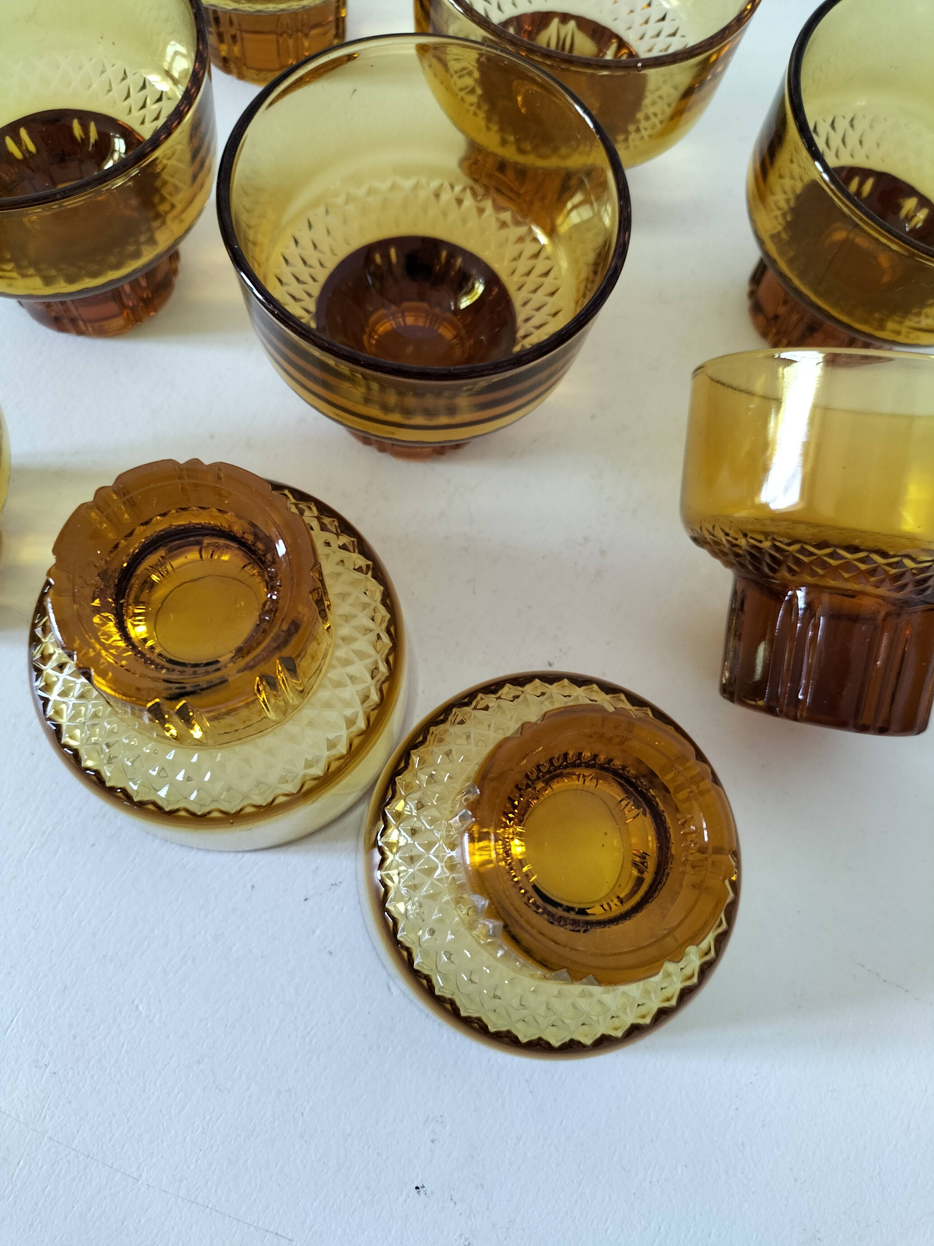 Vintage amber pressed glass glasses