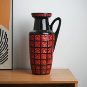 Vase en céramique Fat Lava avec texture en relief, poterie ouest-allemande, années 1970.