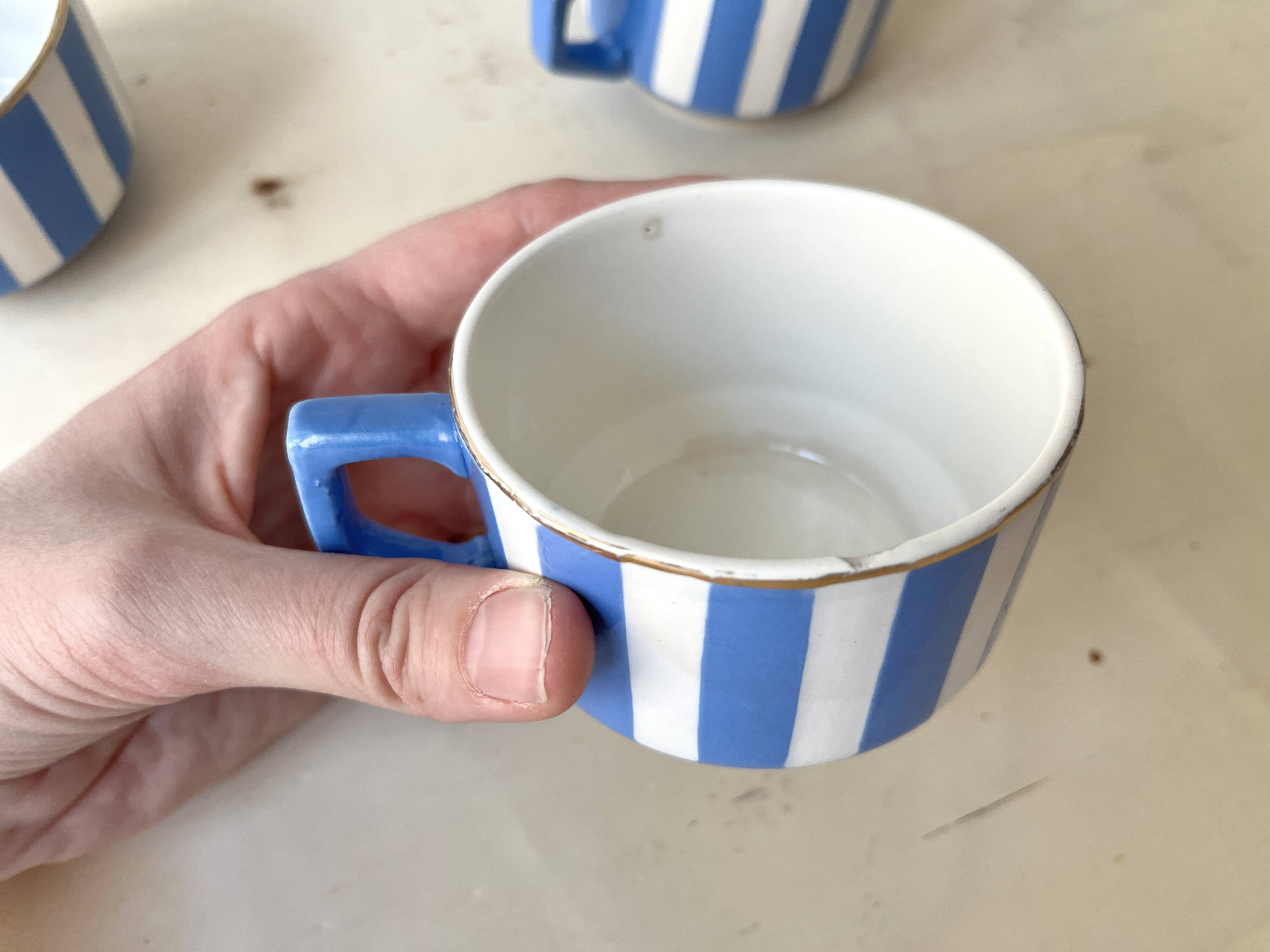 Set of 3 FOX TROTT coffee cups from Sarreguemines, 1930s, Art Deco service.