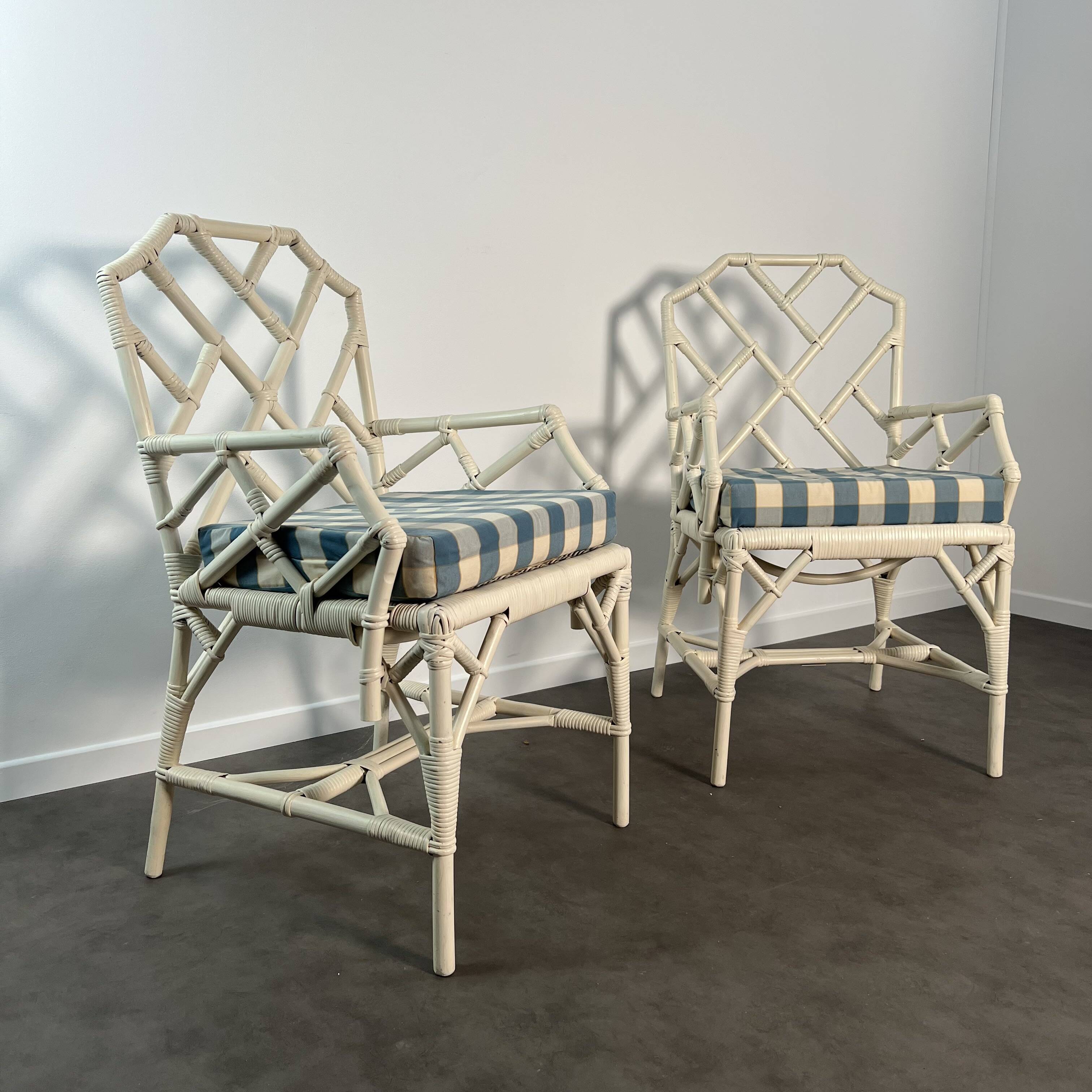 Pair of Angraves armchairs model Invincible in Chinese Chippendale style.