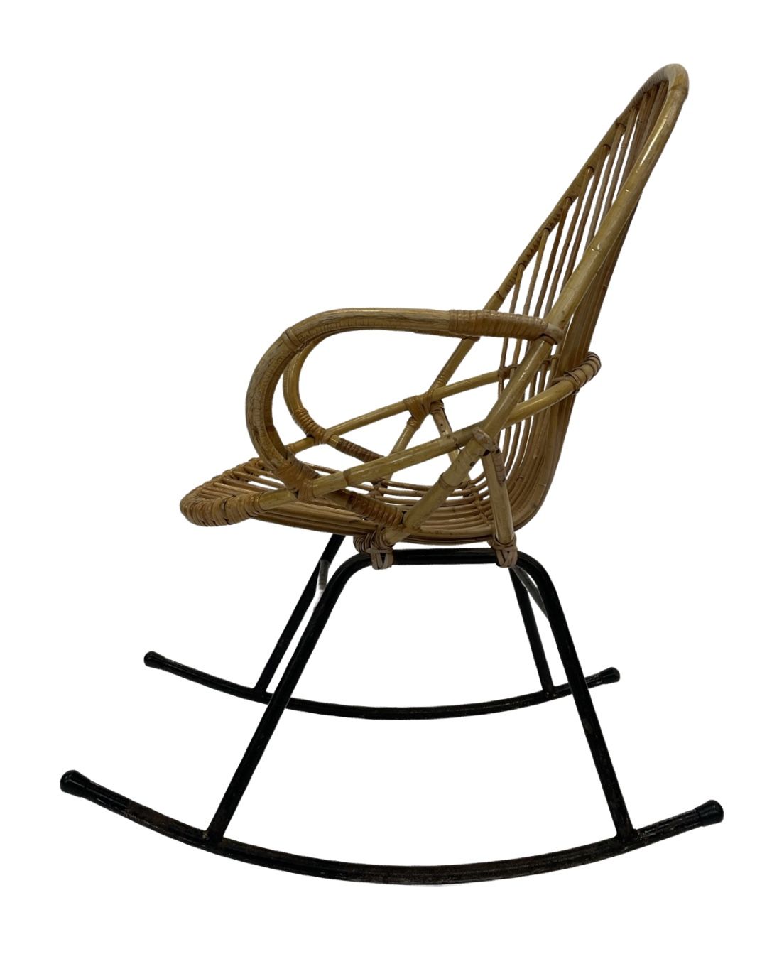 Vintage Dirk van Sliedregt Rohe Noordwolde rattan rocking chair