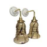 Pair of vintage marbled opaline wall sconces