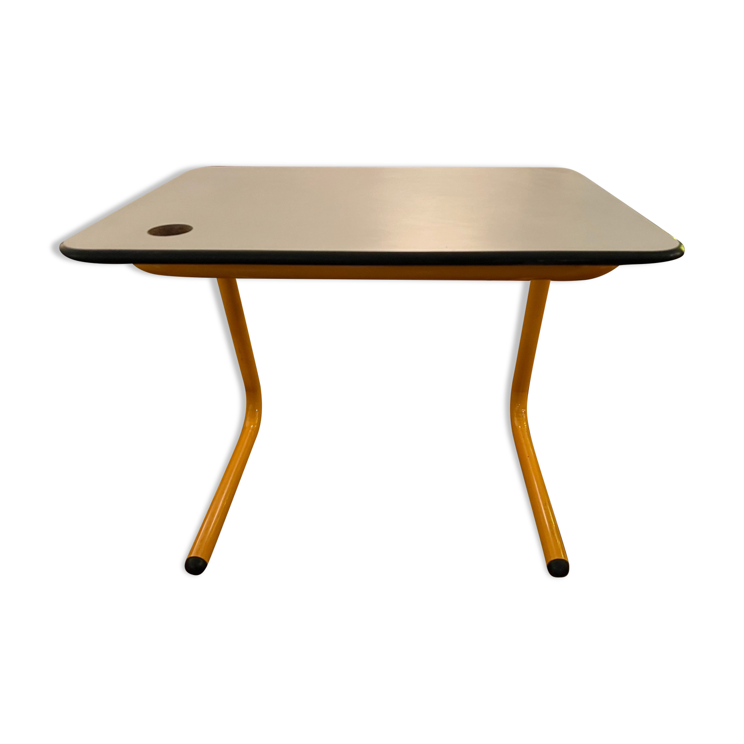 Bureau et chaise tubulaire jaune année 70's