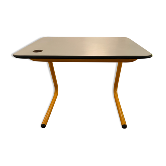 Yellow tubular desk and chair from the 70s