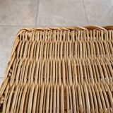 Table, harness with shelf - Rattan, wrought iron base - In the style of Raoul Guys - 1960