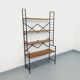 Vintage Italian bookshelf in teak and metal from the 1960s.