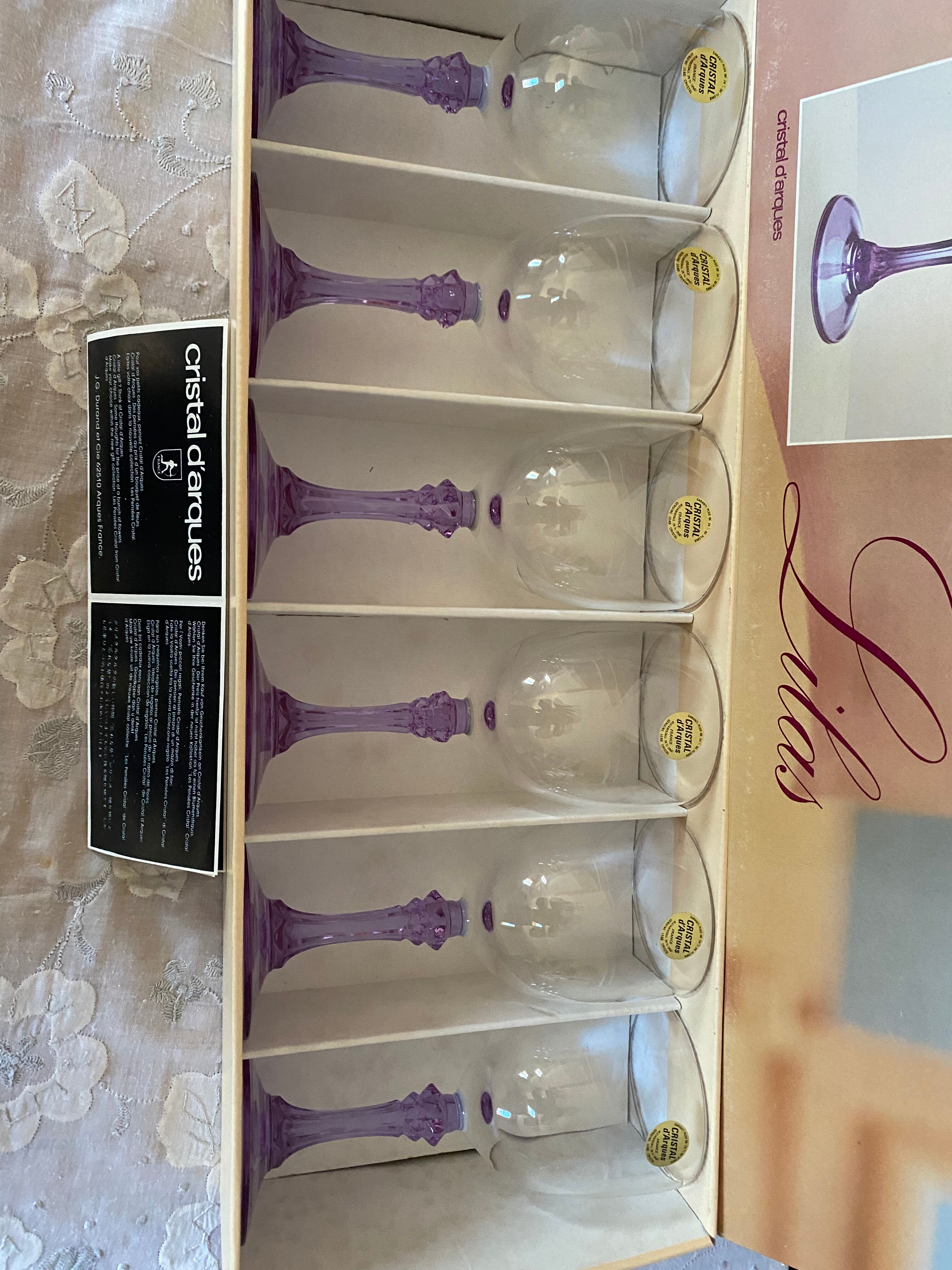 18 vintage Lilac series crystal glasses