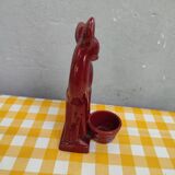 Red earthenware doe Art-Deco style with container