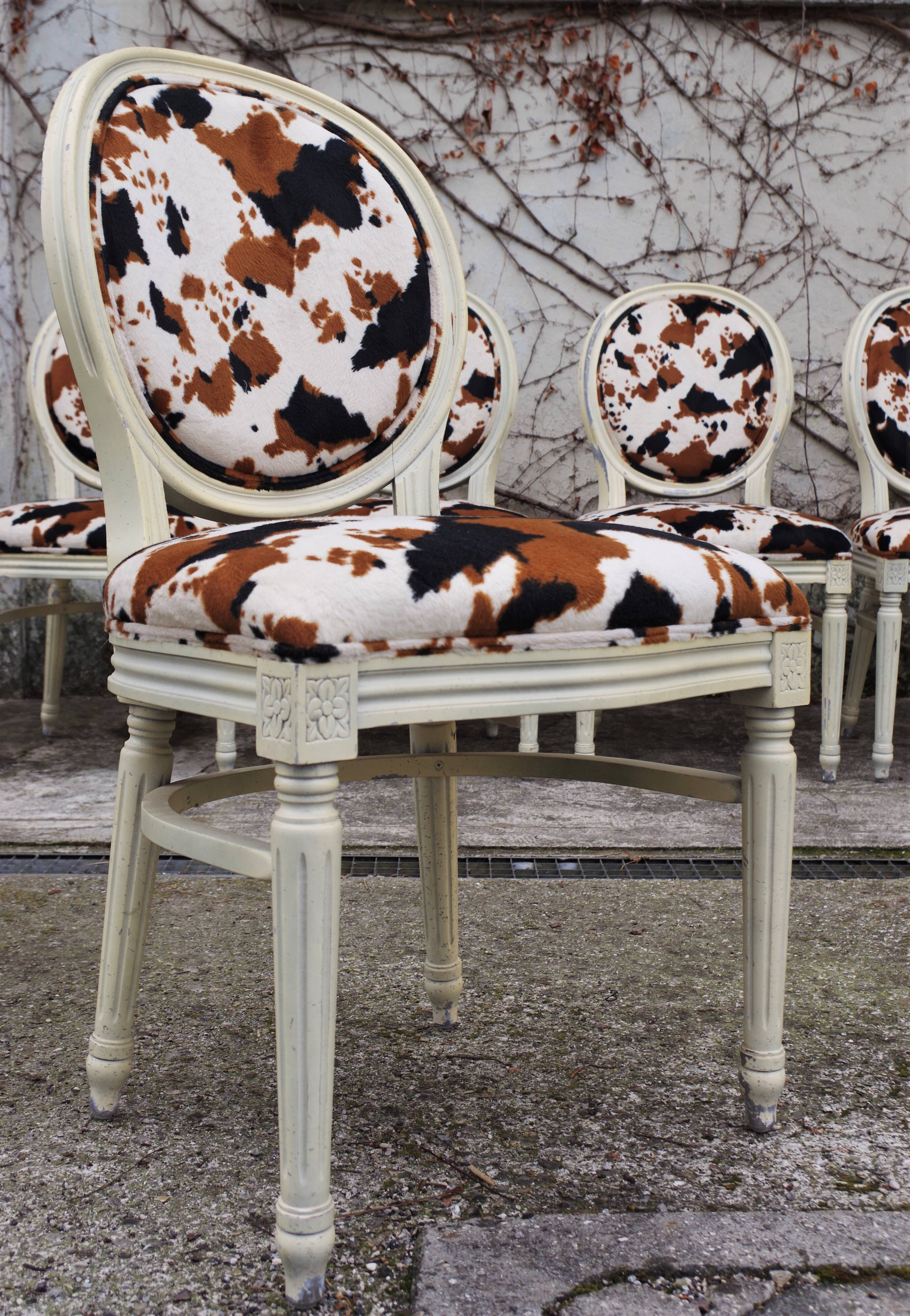 Baroque Style Wooden Dining Chairs, 1980