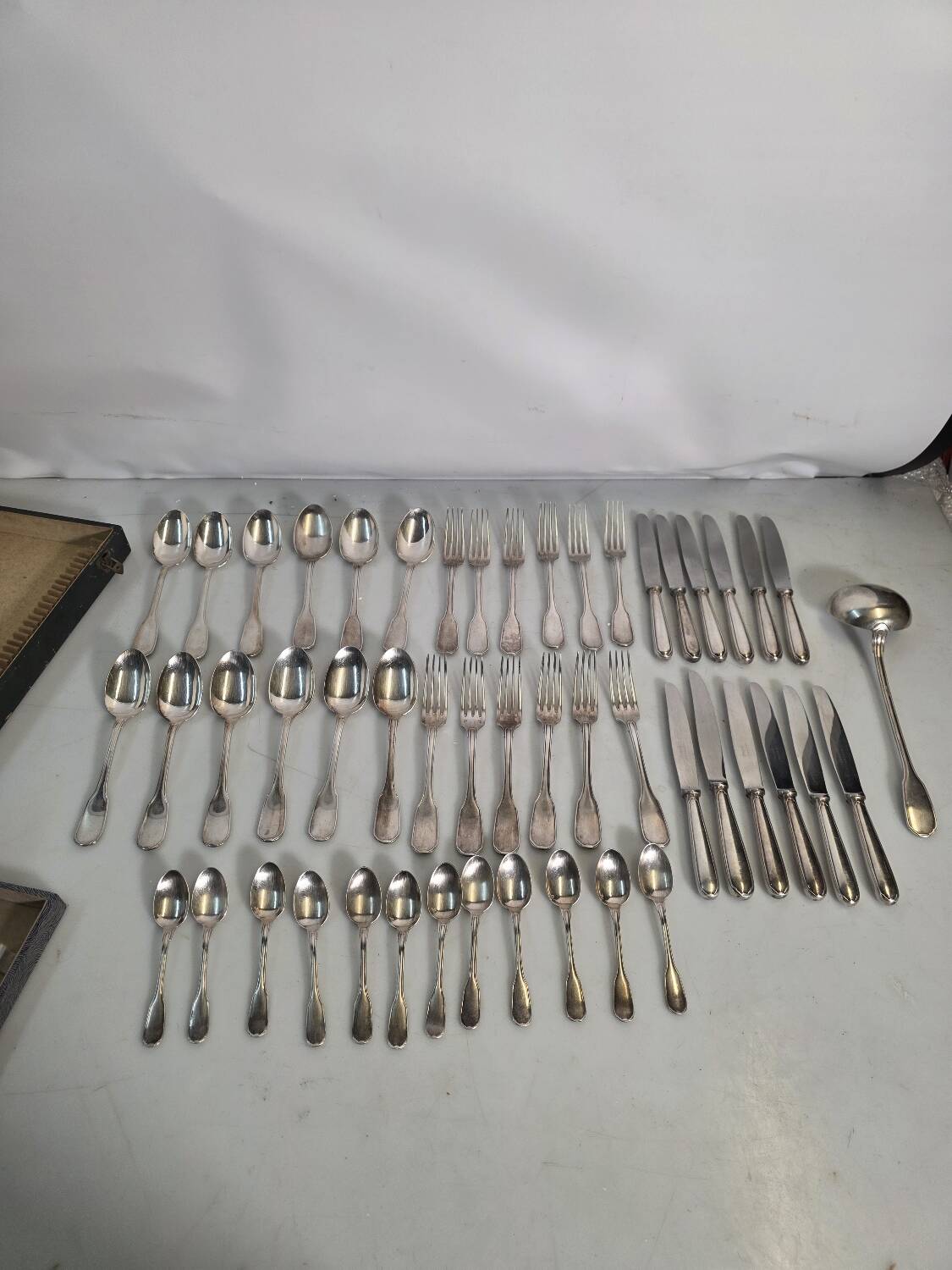 Christofle silver-plated cutlery set, 49 pieces with case.